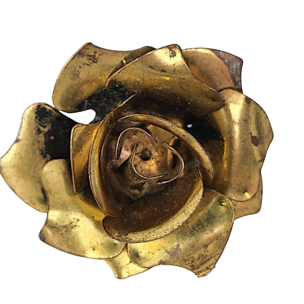 Large Statement Gold Tone Metal Flower Metal Adjustable Size Western Boho OS
